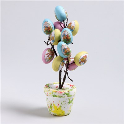 Пасхальный декор «Яйца в горшке» 8 × 10 × 25 см